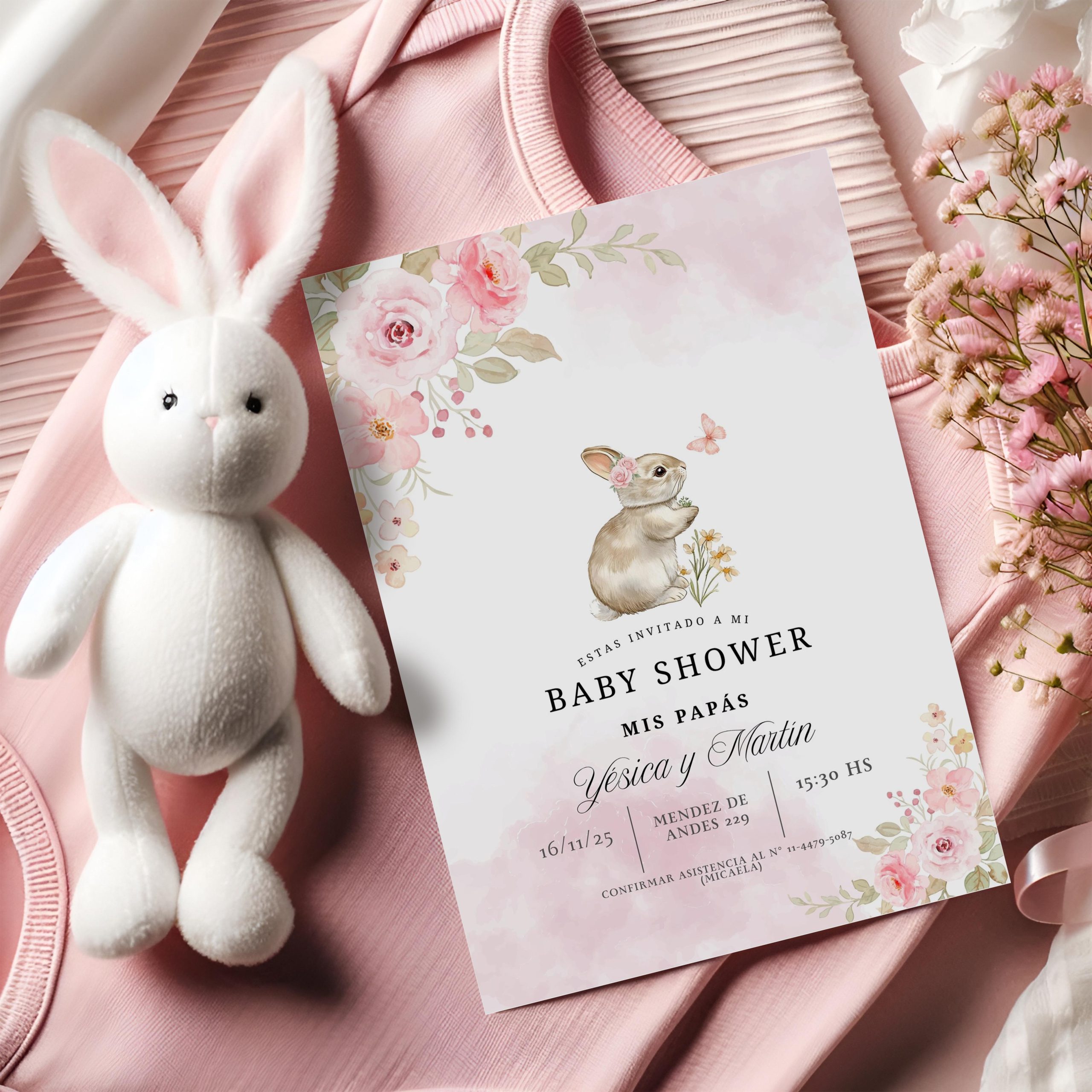 Tarjetas Digitales: Baby Shower -Conejitos