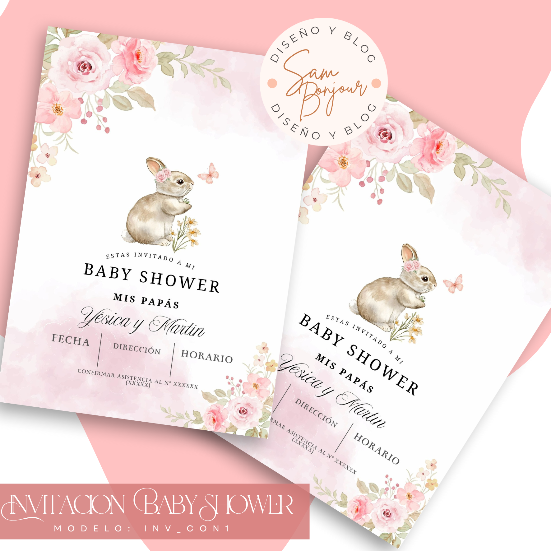 Tarjetas Digitales: Baby Shower -Conejitos - Imagen 2