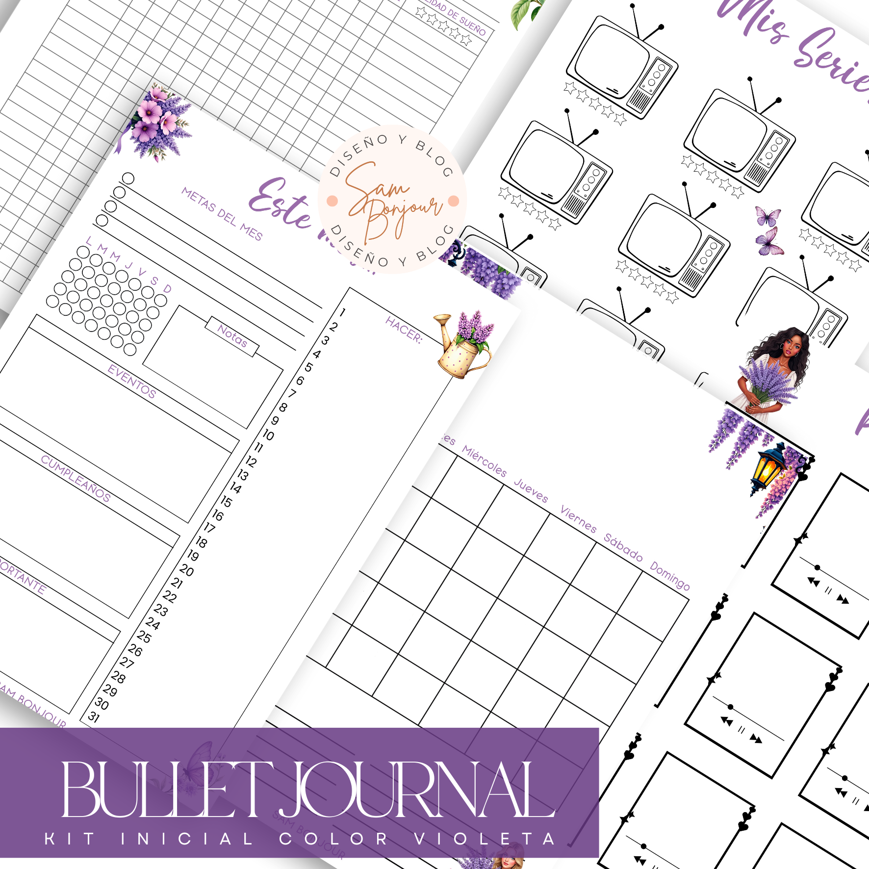 Archivos Digitales: Kit de Inicio Bullet Journal Violeta - Imagen 2