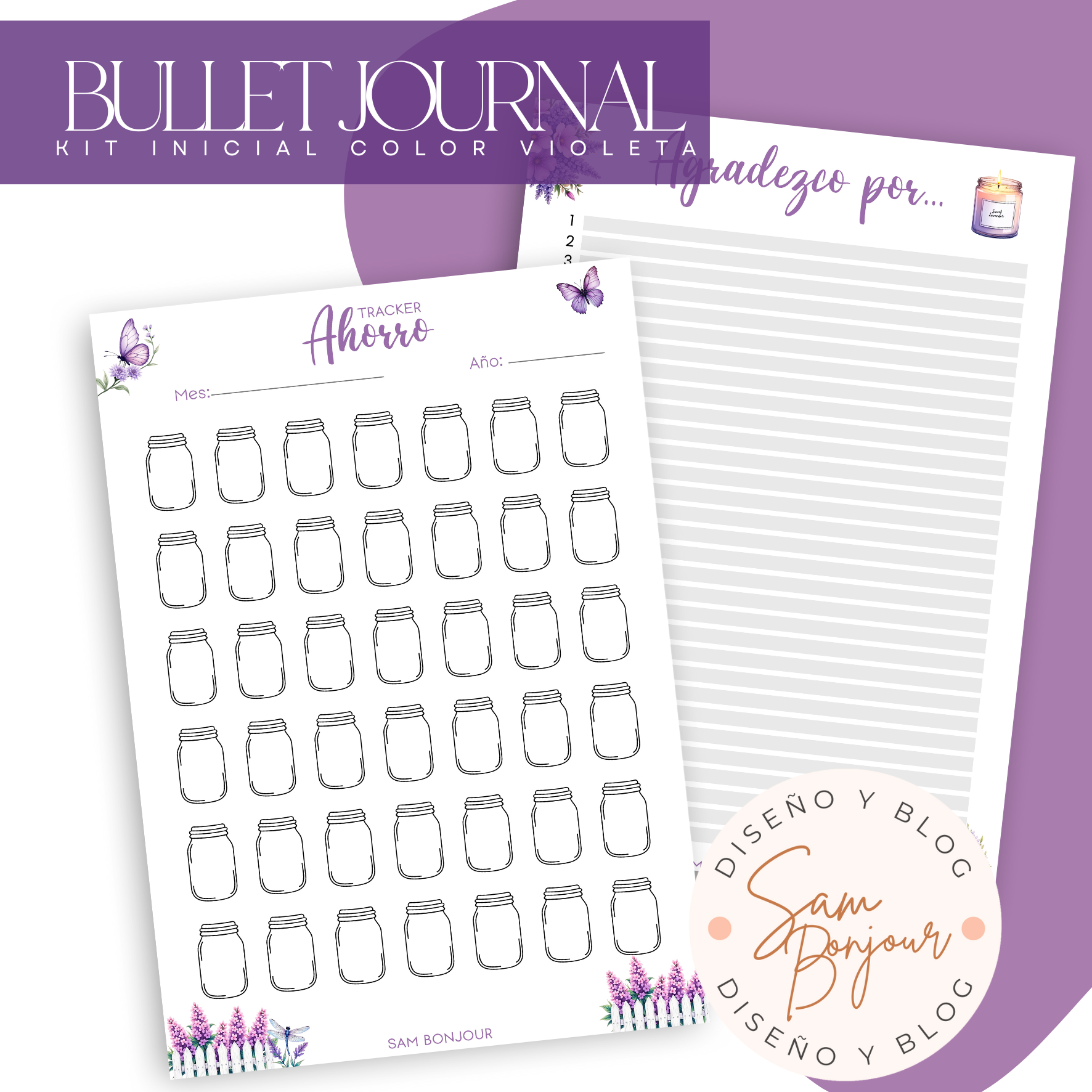 Archivos Digitales: Kit de Inicio Bullet Journal Violeta - Imagen 3