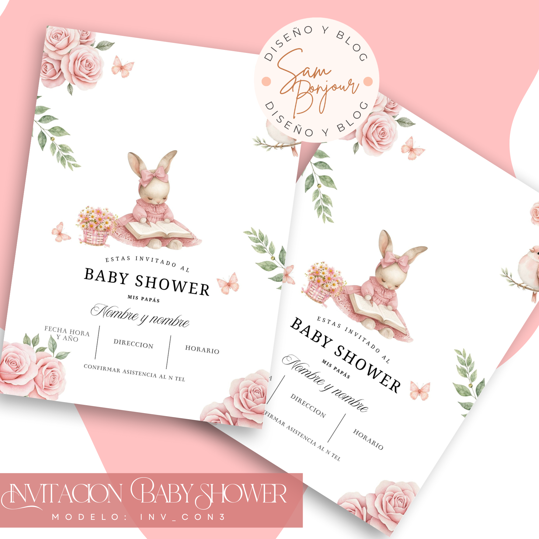 Tarjetas Digitales: Baby Shower -Conejitos - Imagen 4
