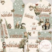 Archivos digitales: Kit Imprimible de etiquetas Cottagecore Navidad