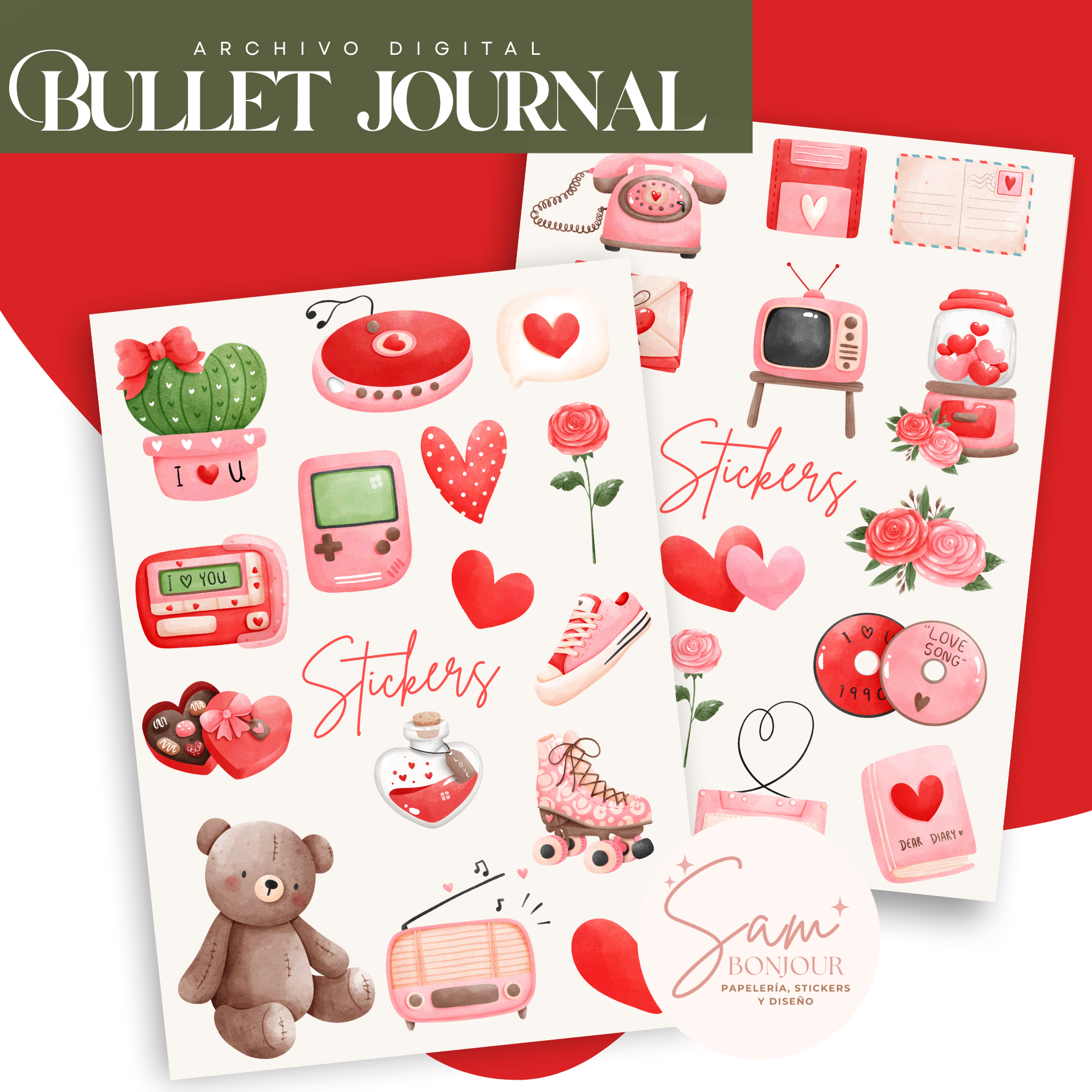 Archivo Digital: kit de Bullet Journal -Amor- - Imagen 3